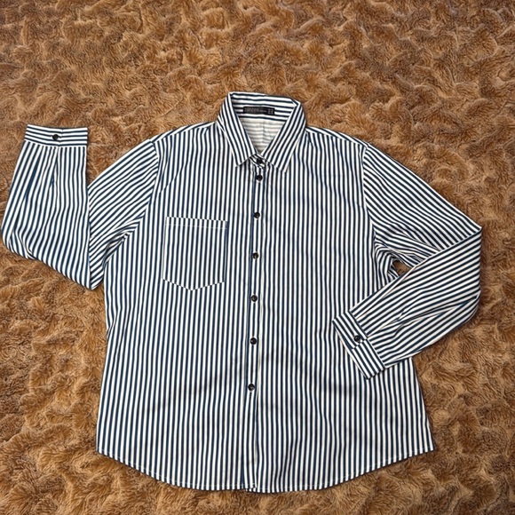 Zanzea Collection Blue Striped Women’s Shirt size 16 - Picture 2 of 11